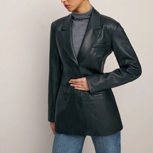 Reformation Veda Leather Blazer, Small